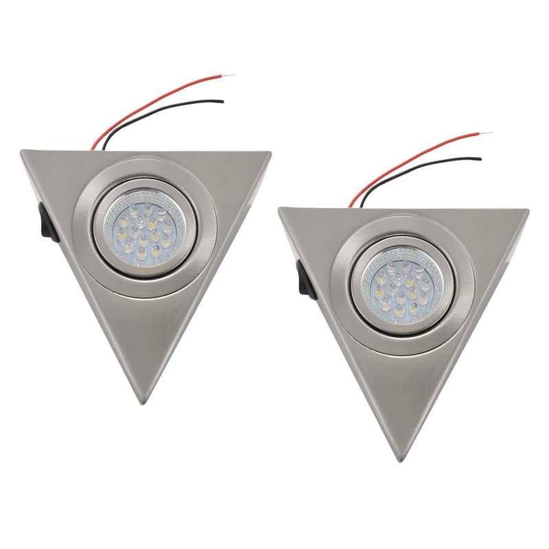 

2Pc Kitchen Under Cabinet Lighting Triangle LED Light Stainless Steel Downlight Warm White