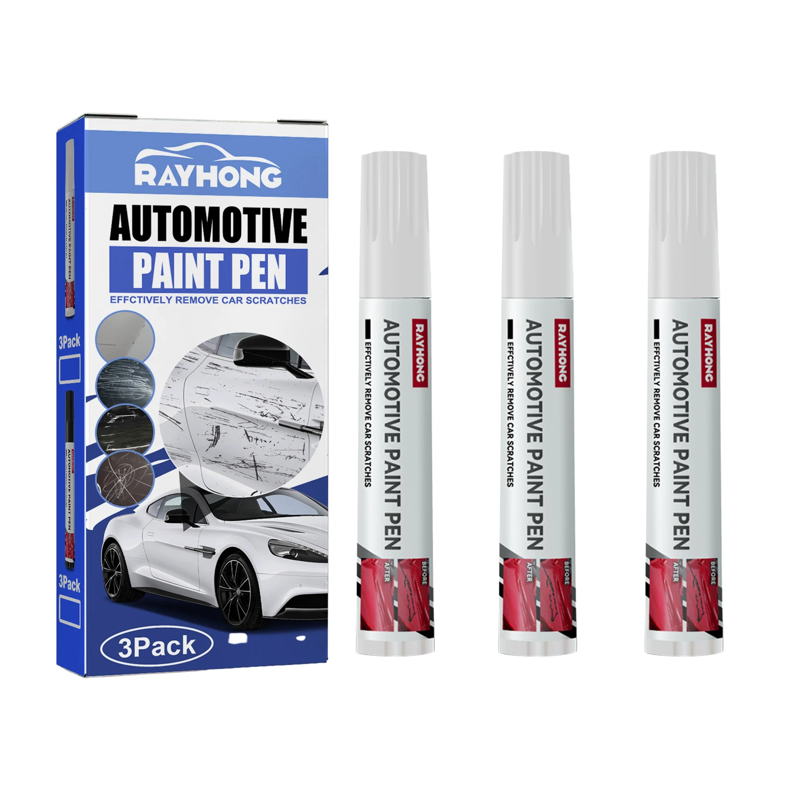 

3 Pcs Car Touch Up Paint Pen Water-Resistant Car Scratch Removal Pen Water-Resistant Car Paint Scratch Repair Pen Kit