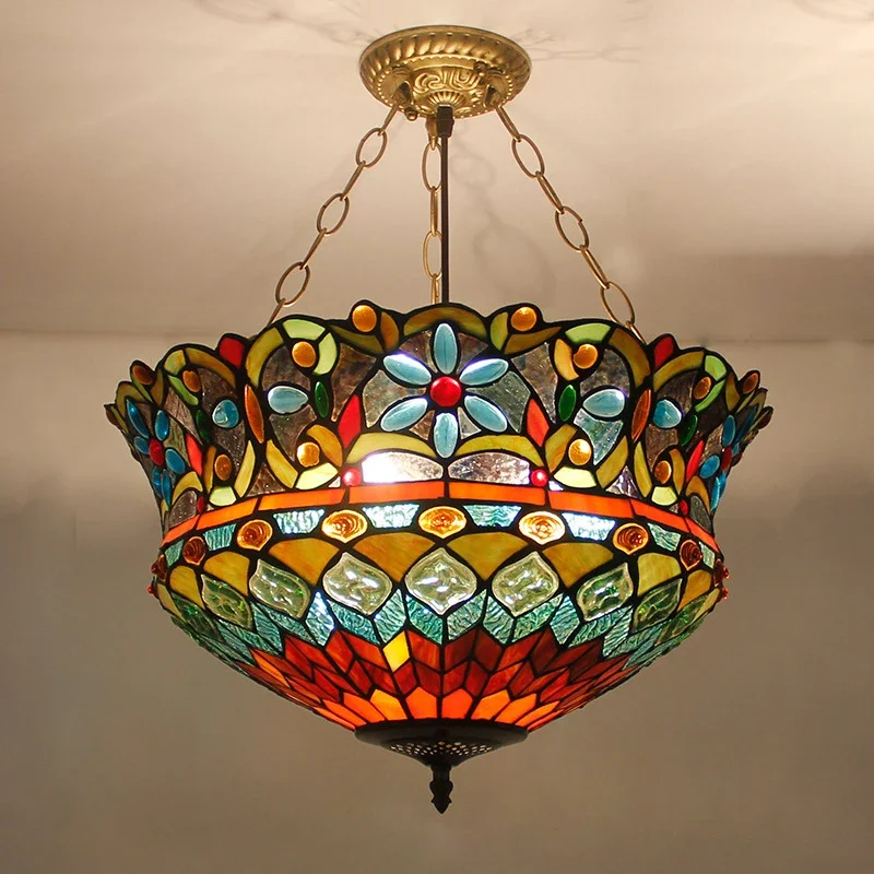 Подвесной светильник TYLA Тиффани светодиодный ретро-крестительный для гостиной