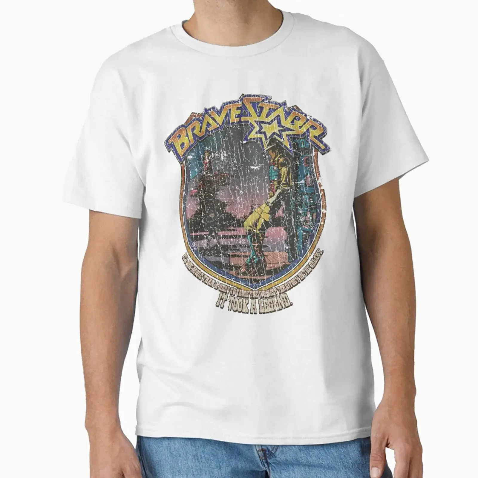 Фото BraveStarr The Legend 1988, дизайн и продажа от AstroZombie6669, винтажная, дышащая, слегка графичная уличная одежда, эластичная, с эффектом потертости. №1