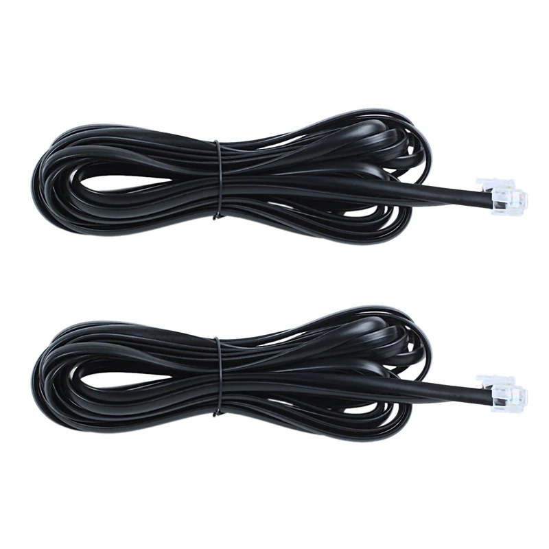 

2X 6P6C RJ11 Telephone Extension Fax Modem Cable Line 5M Length Black