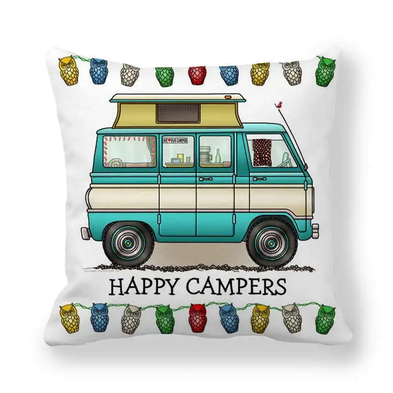 Чехол для подушки автомобиля Campers Happy Owl наволочка домашняя декоративная чехол