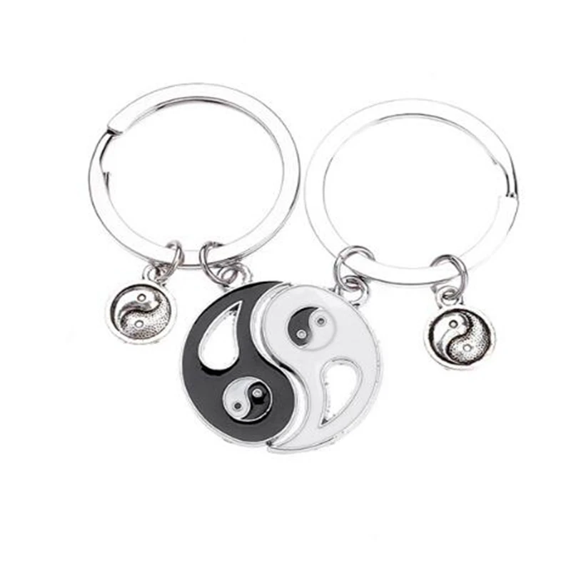 

Chinese Elements of pairing Yin Yang Taiji Bagua Keychain For Keys Car BFF Pendant Couple Key Ring Alloy Key chains Gift Bijoux