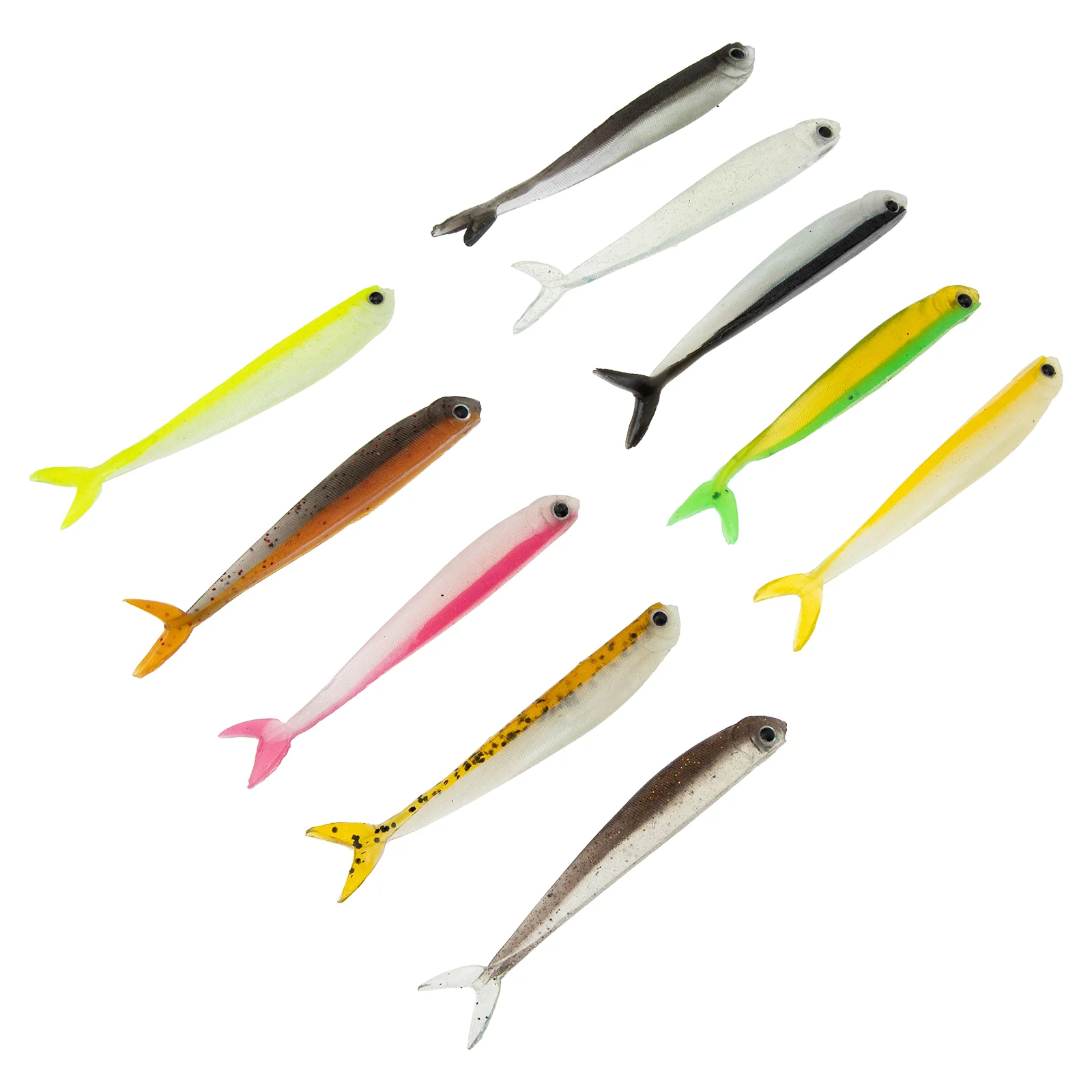 

10 Pcs Frog Lure Paddle Tail Shad Lure Fishing Bait Plastic Fishing Lures Kit Device Jigging Lures Portable Bionic Soft Bait