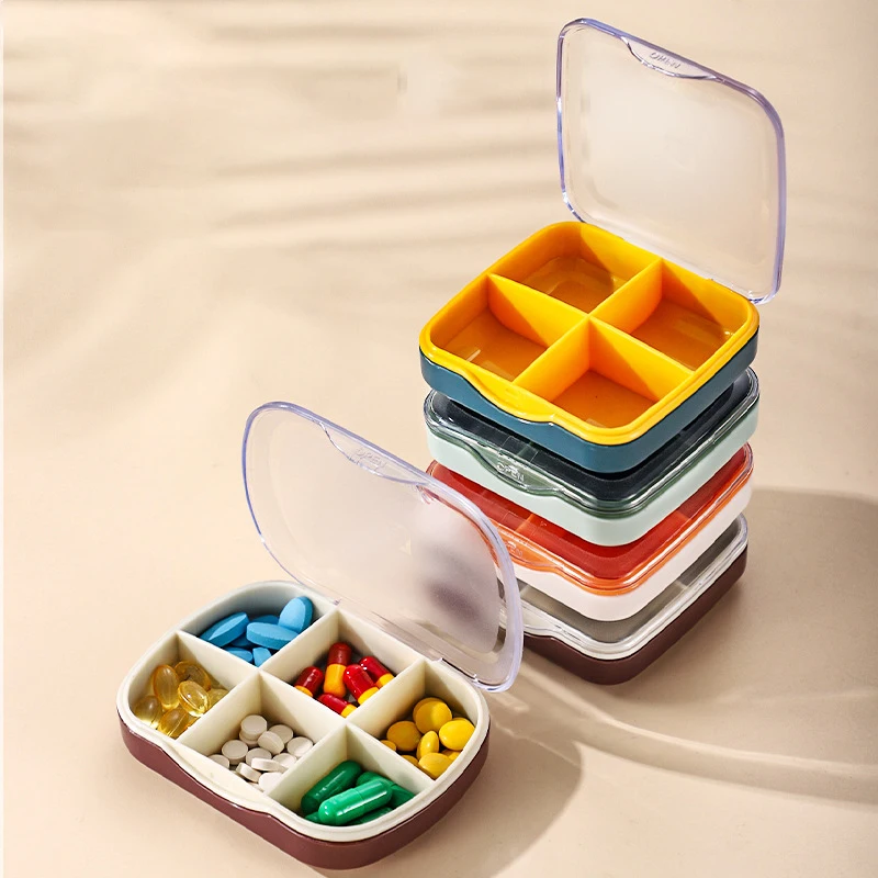 

Mini Portable Pill Organizer 4/6 Grids Medicine Storage Box Travel Pill Box Dispenser Vitamin Tablet Holder Drug Box Container