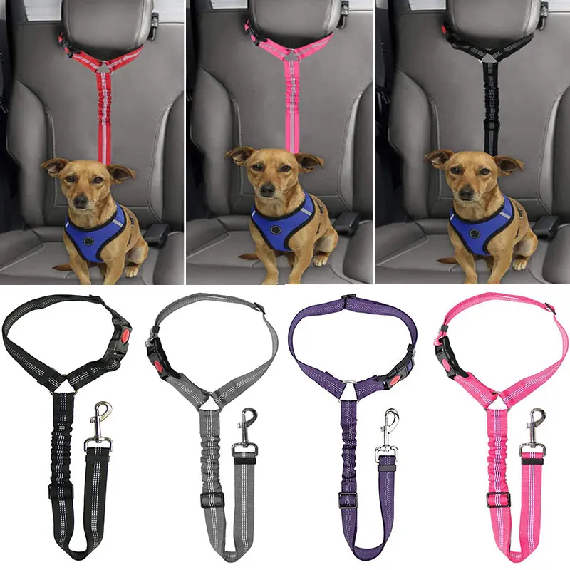 

Adjustable Cat Dog Harness and Leash Vehicle Hauling Cable Pet Car Travel Strape Seatbelt Lead Car Seat Belt Multi-Function