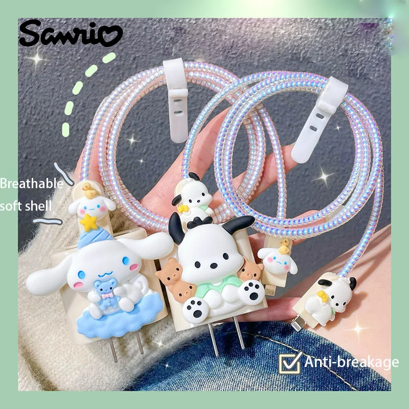 

Sanrio Pachacco for Apple Iphone 18/20w Charger Data Cable Earphones Protectors Cinnamoroll Cartoon Soft Shell Protective Sleeve