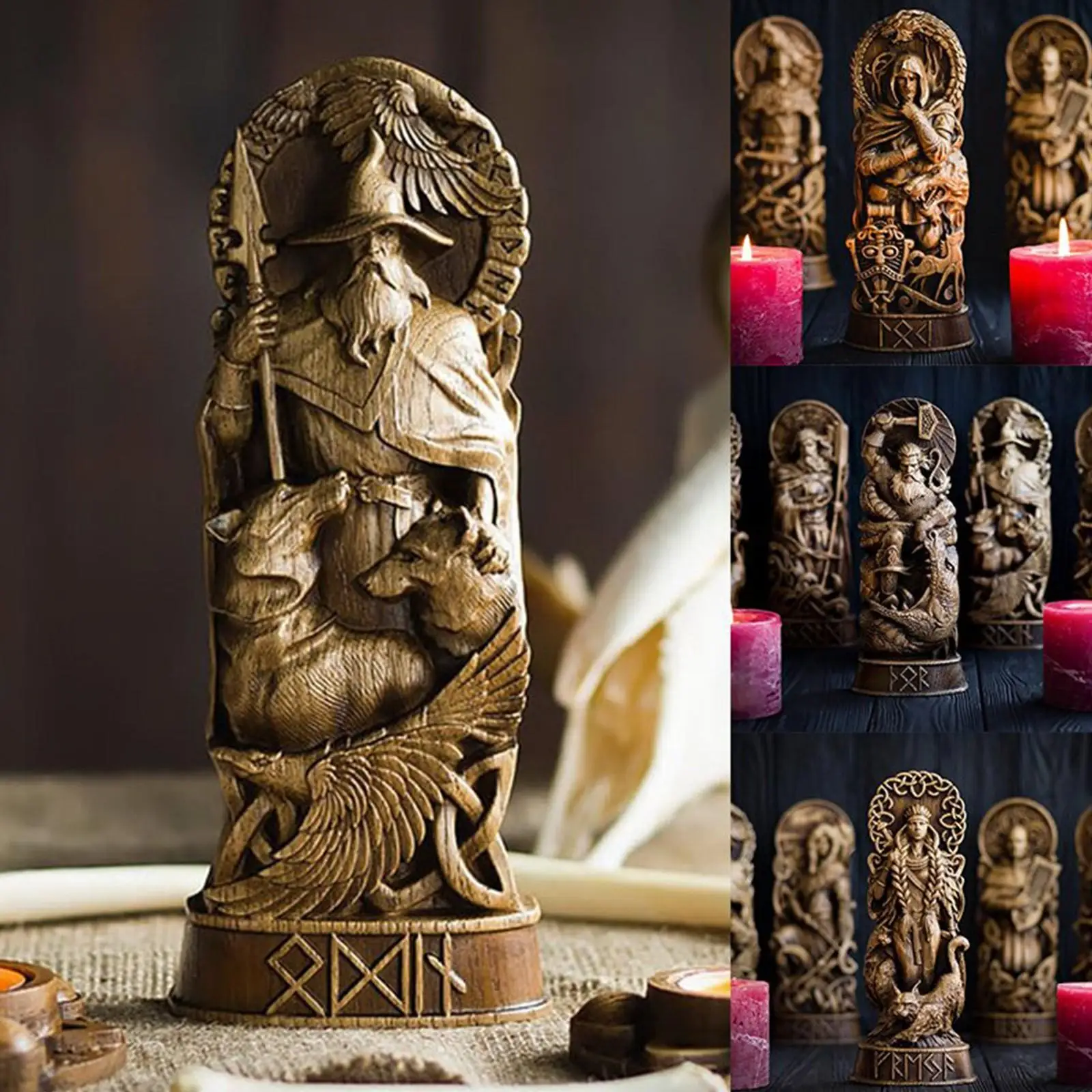 

Wooden Scandinavian-Pantheon Norse Gods 9.5cm*4.5cm*20cm Resin Ornament