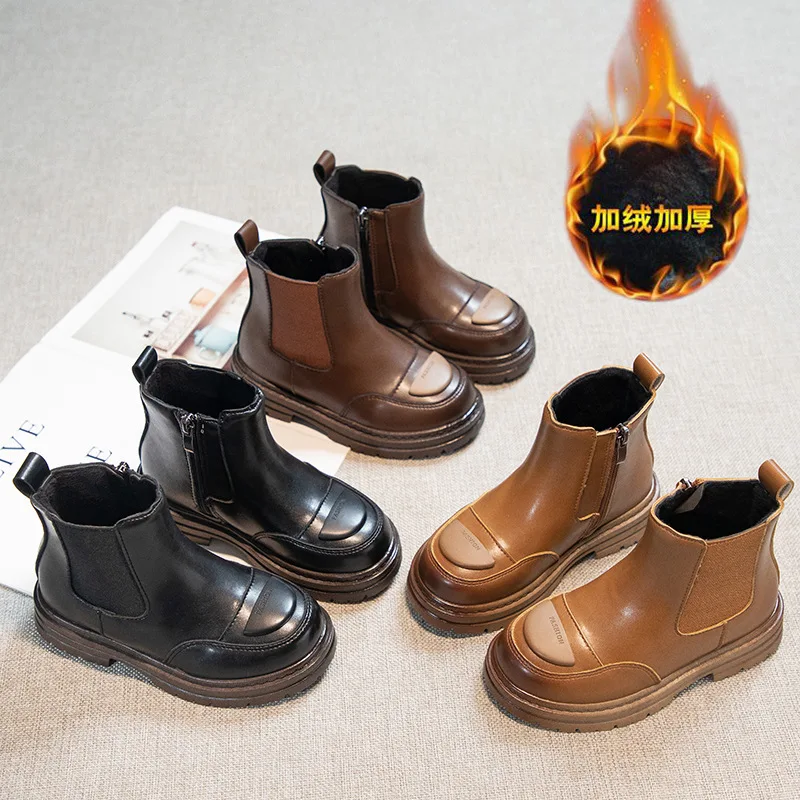 

Детские демисезонные ботильоны COZULMA в стиле пэчворк, высокие ботинки для мальчиков и девочек, модные ботинки челси, размер 26-37