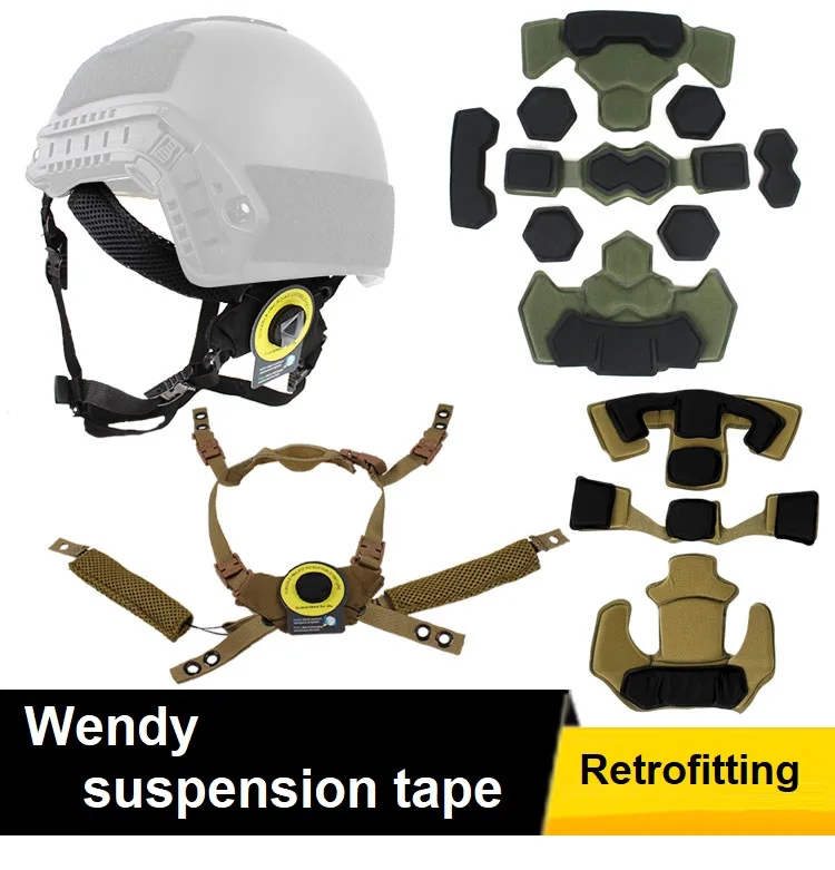 

DIY Wendy Tactical Suspension Strap 1/2/4 Generation FLUX Sponge Memory Lined Ast Mich Knob Adjust Helmet Accessories