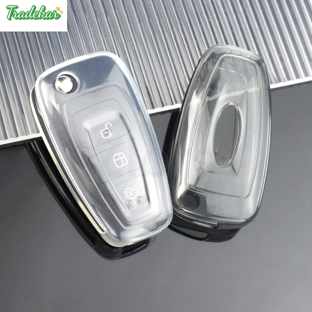 Прозрачный ТПУ Автомобильный складной чехол для ключей брелок Ford Focus C-Max S-Max Galaxy