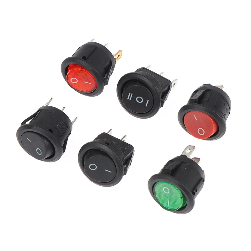 

1pc Red Black Green ON/OFF Round Rocker Toggle Switch AC 6A/125V /10A125V Power switch cap with Plastic Push Button Switch 20mm