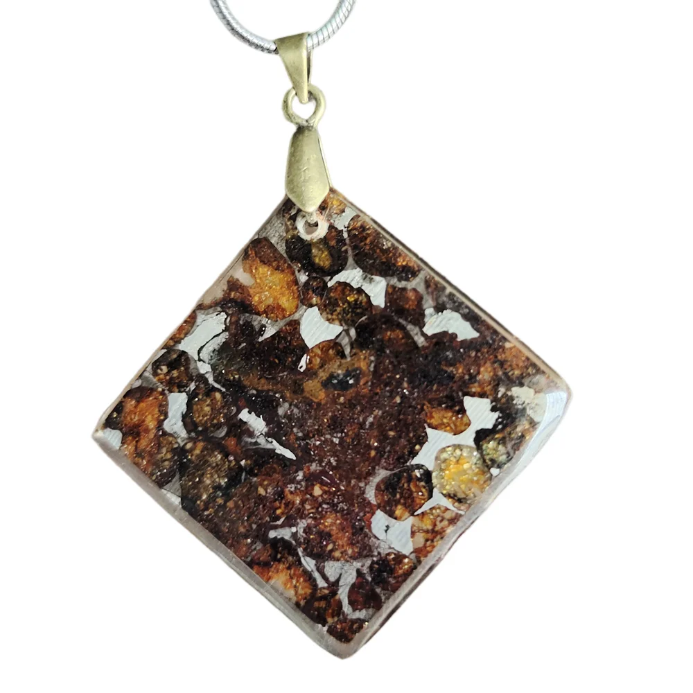 

Pallasite Meteorite Pendant Kenya Olive Meteorite Pendant Gift Olive Meteorite Necklace Collection - CB108
