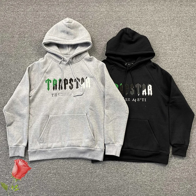 

Trapstar Hoodies Outdoor All-match Sweatshirts Men Woman Letters Embroidered Casual Hooded Couples Wear Black Gray