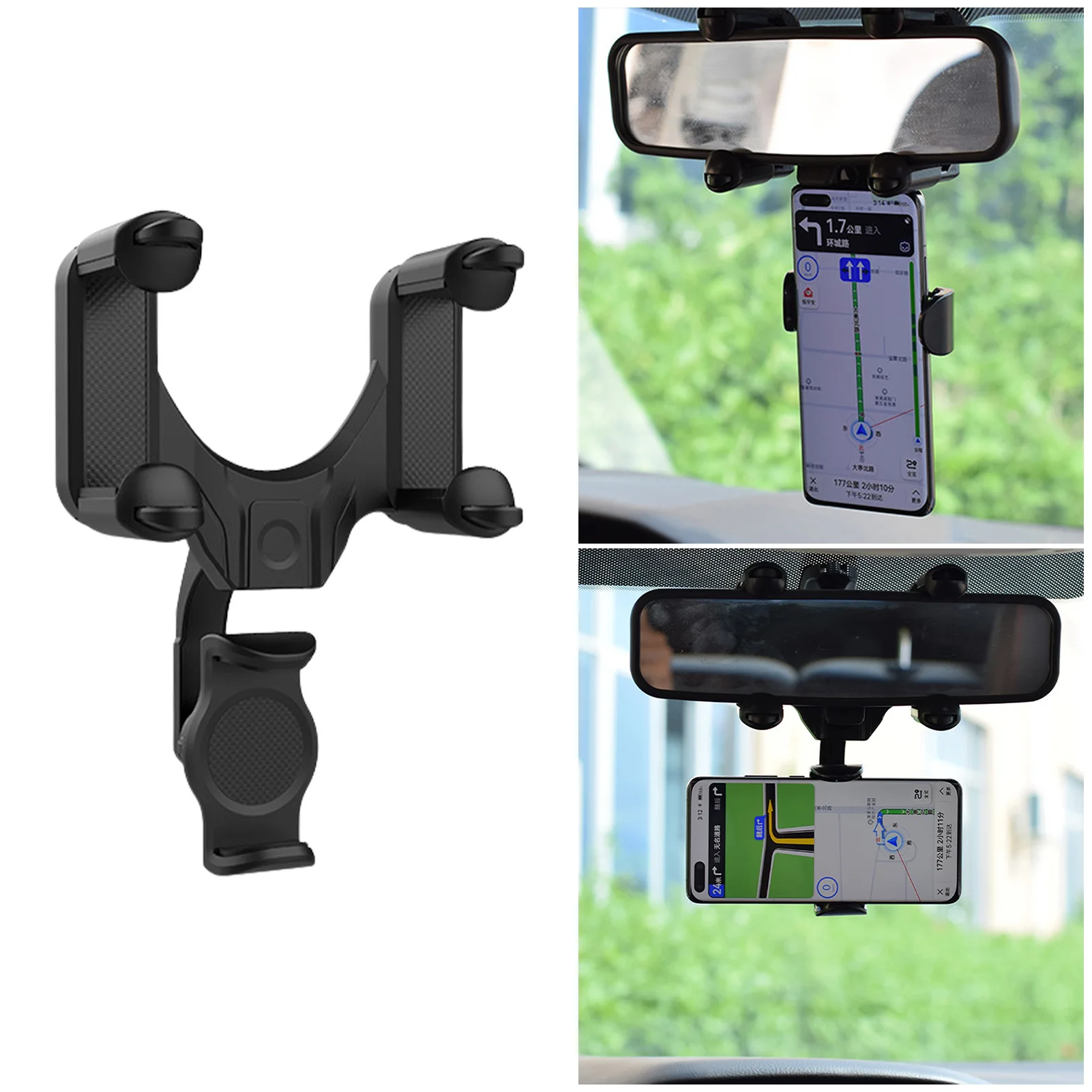 

Car Rearview Mirror Phone Holder Bracket 4-claw Design Universal Rotating Adjustable Telescopic Phone Navigation Holder For Car