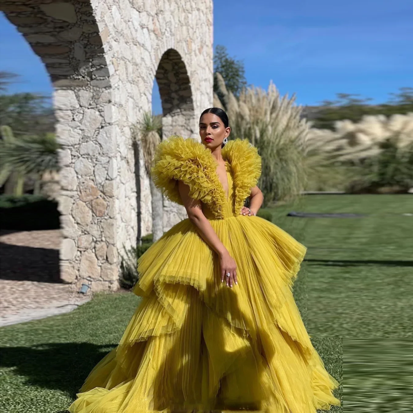 Роскошное платье-макси пышные платья для выпускного вечера многослойные наряды