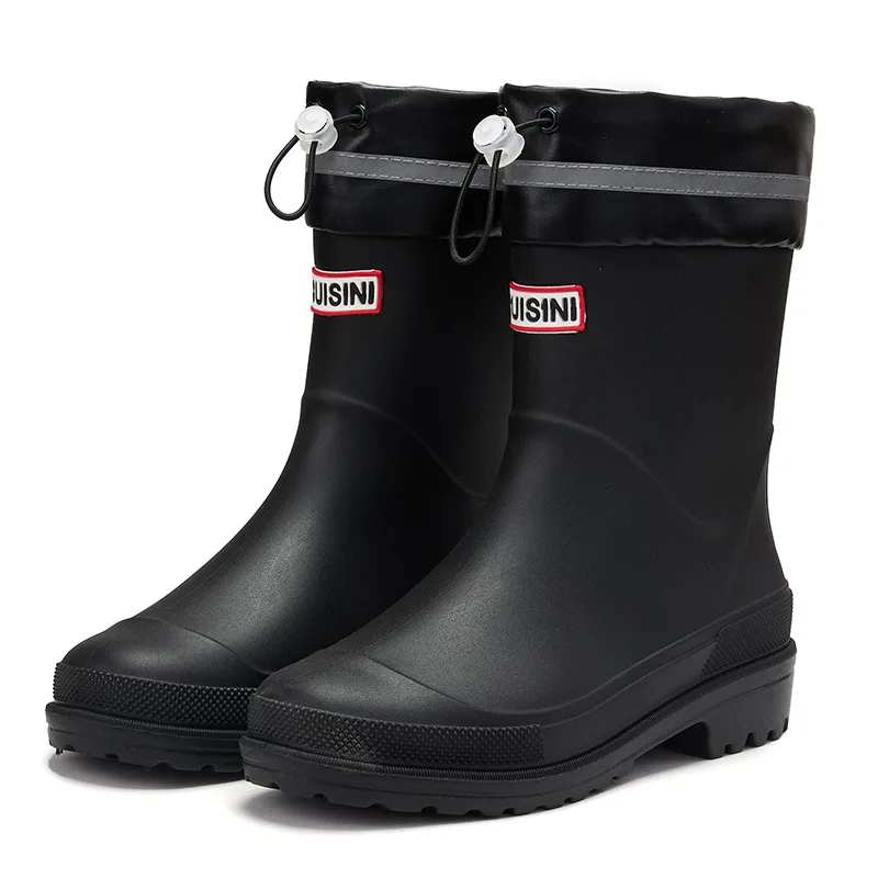 Новые женские сапоги до середины икры из ПВХ водонепроницаемые без шнуровки