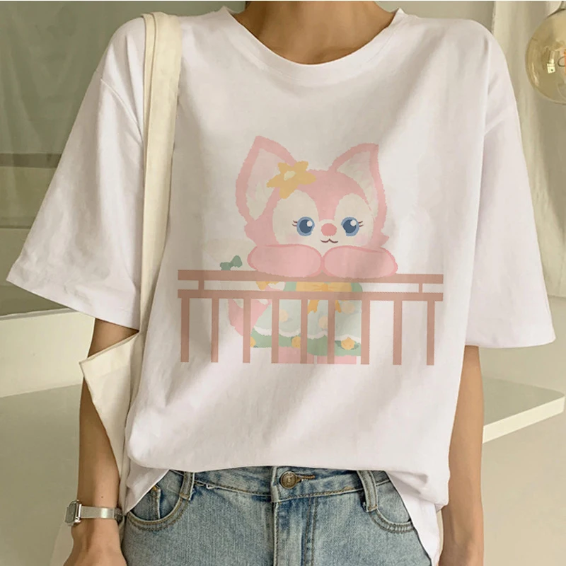 

Disney Lina Bell Female Clothing T-Shirt Cartoon Kawaii Short Sleeve Summer Lady Round Neck Top Blouses Women's Cute Casual