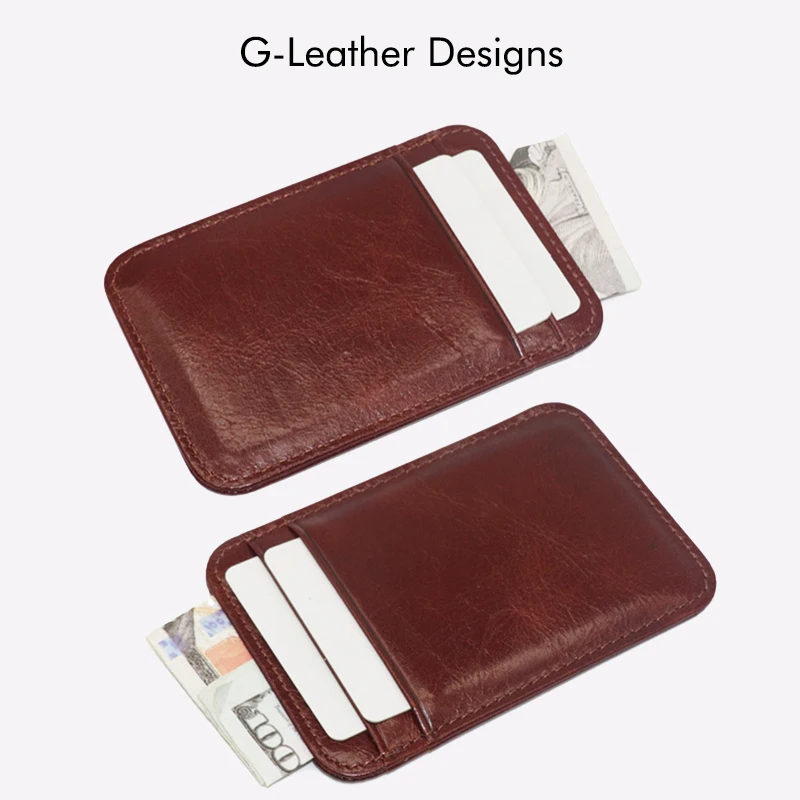 Vintage Vertical Style Genuine Leather Card Holders Case Waxy Leather Credit ID Card Wallet With 4 Card Slots And 1 Change Slots