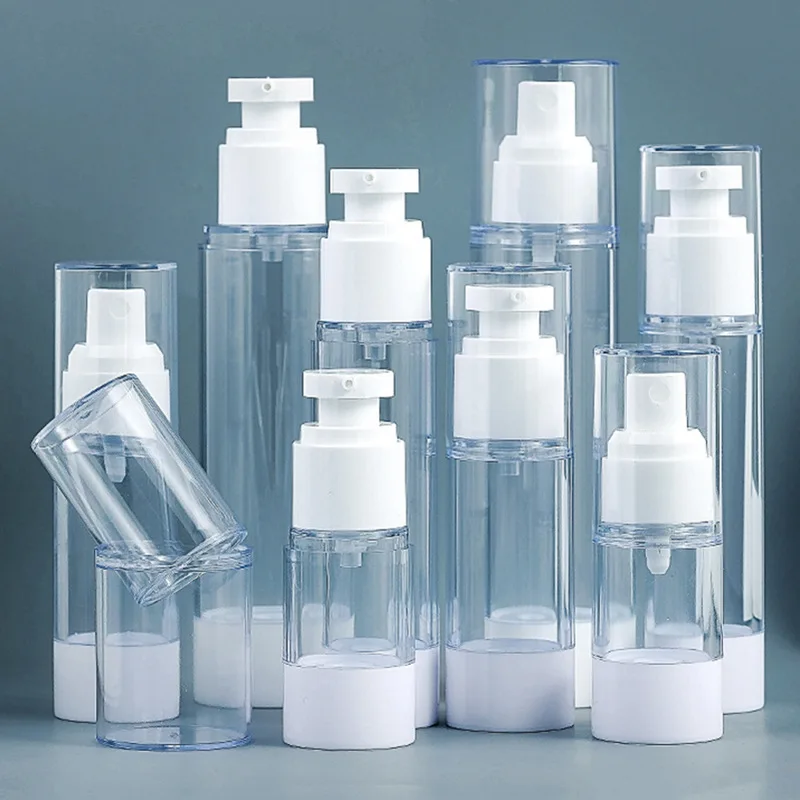 1Pc 15/30/50/80/100ml AS Vacuum Pump Refillable Bottles Lotion Dispenser Travel Bottle Plastic Perfume Atomizer Spray |