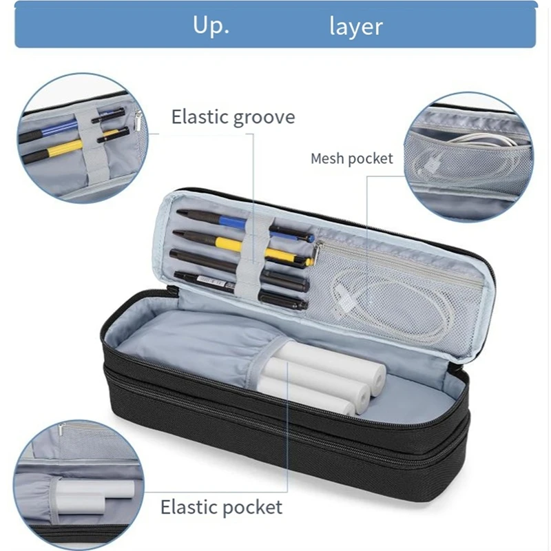 Portable Printer Case For Phomemo M08F Itari M832 JADENS Aixiqee MUNBYN Double-Layers Mobile Storage Bag