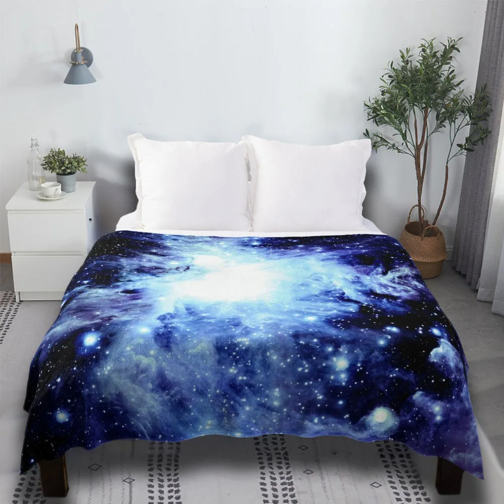 

Galaxy Blue Indigo Orion Nebula Valentine Day Gifts Kawaii Best White Chunky Knit Throw Blanket
