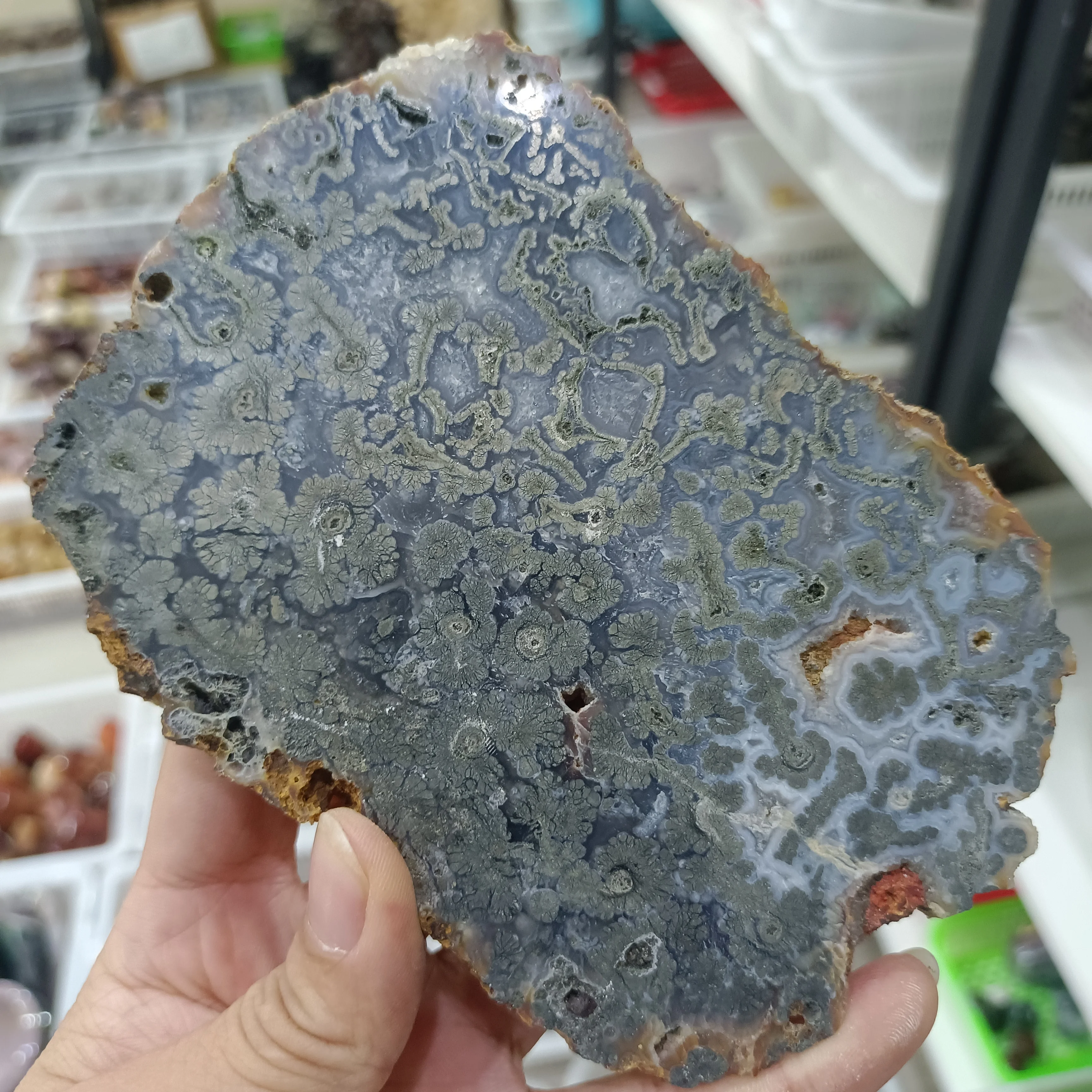 

NATURAL BRASS AGATE ORE SLICE CRYSTAL ENERGY DECORATION