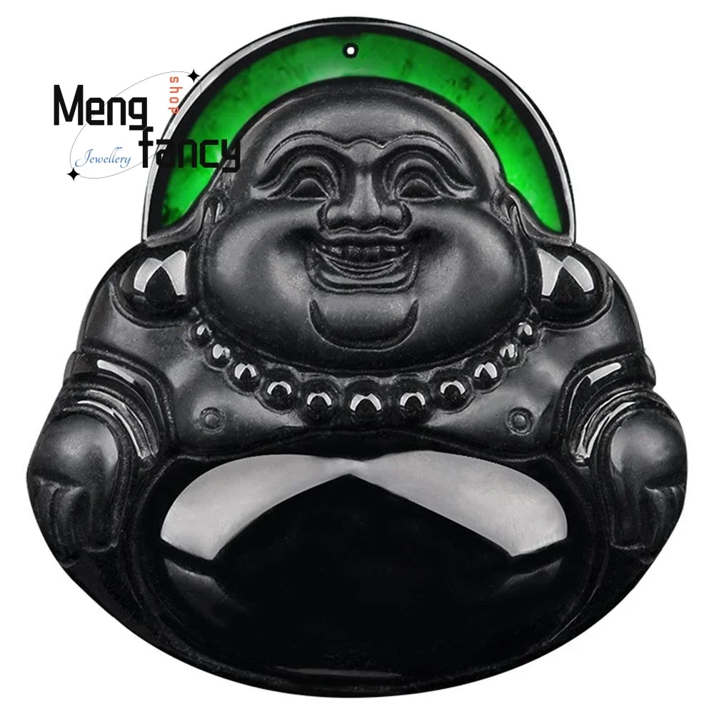 Натуральные А-товары кулон Будды матреи из нефрита с чернилами изысканная