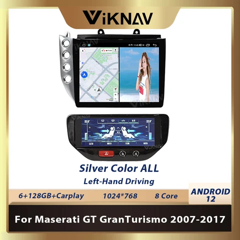 Автомобильный радиоприемник на Android 12, 10 дюймов, панель переменного тока для Maserati granatro GT 2007-2017, автомобильный стереопроигрыватель, головное устройство для замены мультимедийных проигрывателей