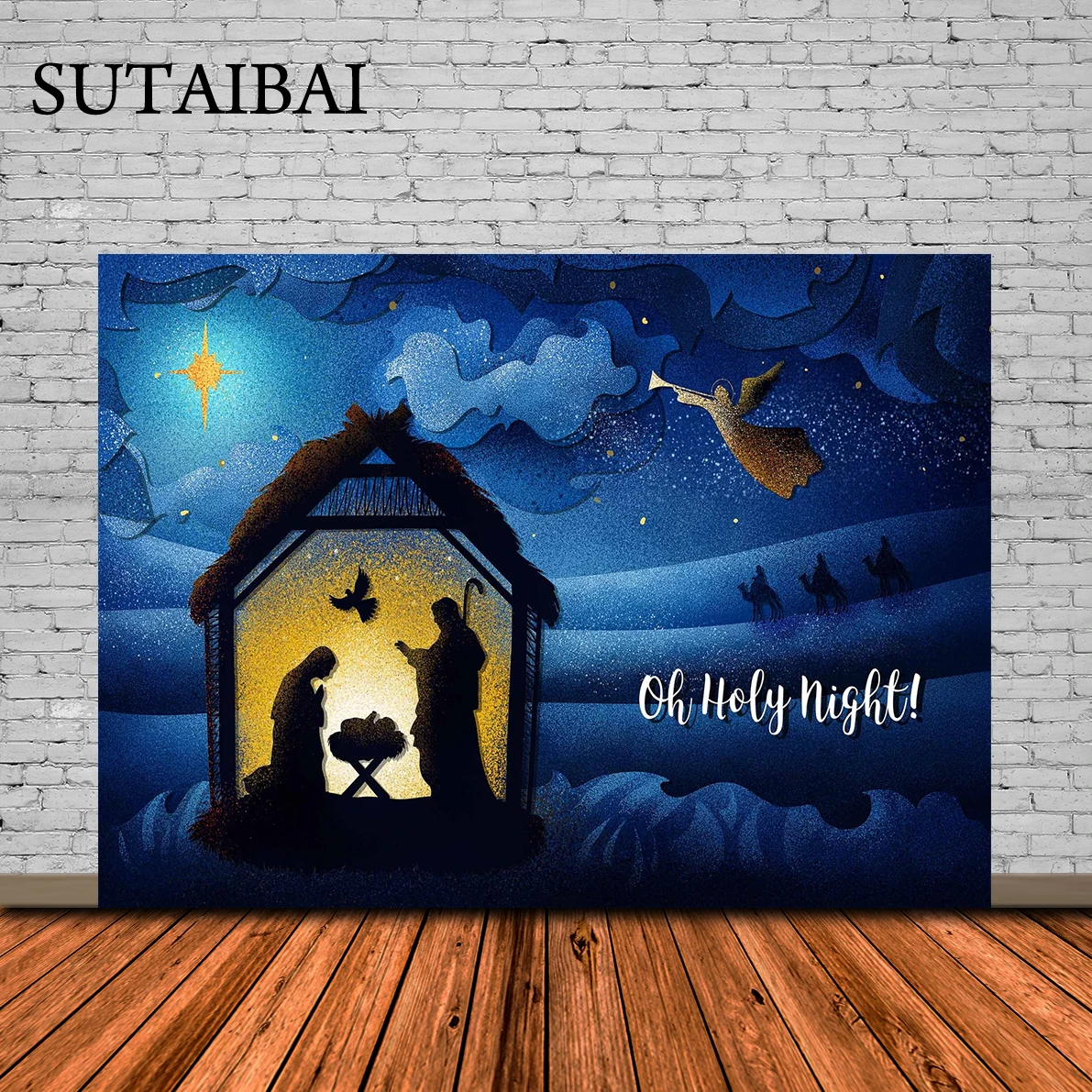 

Фон для фотосъемки с изображением христианской рождественской ночи Рождения Христа и Мэтью фон для фотосъемки темно-синий реквизит для фот...