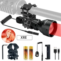 uniquefire 1405 xre led flashlight red light 3 modes zoomable waterproof lamp full set outdoor torch for hunting night fishing