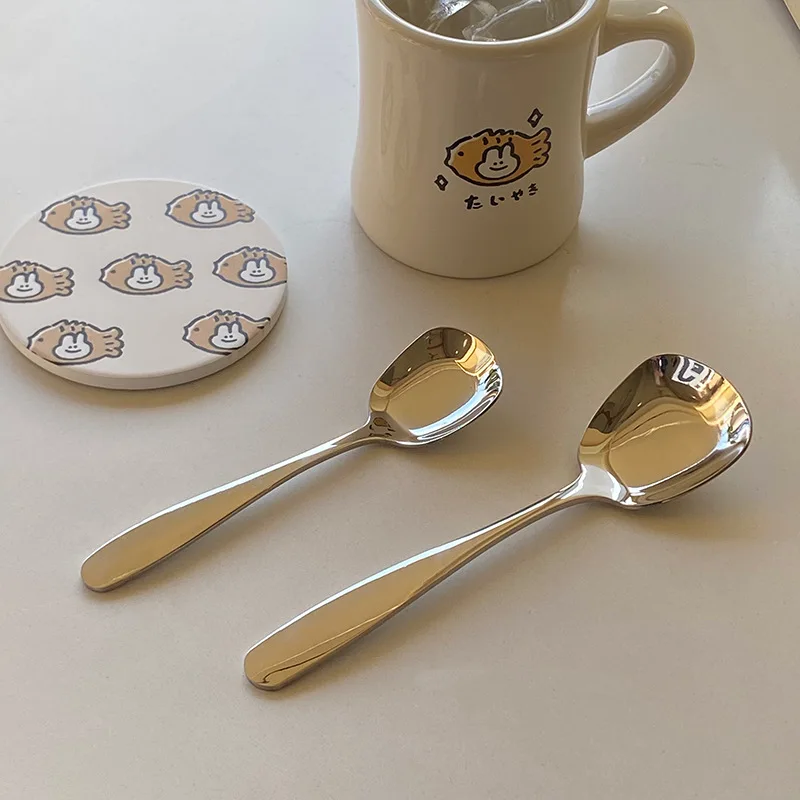 Xiaojiu Нержавеющая сталь 304 Ins Sle нержавеющая квадратная головка ложка в стиле