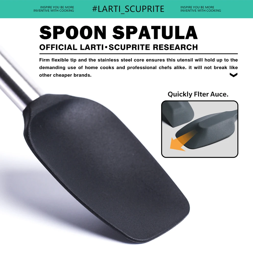 classic non stick silicone utensils set kitchen cooking tools heat resistant spatula spoon kit kitchen gadgets accessories black free global shipping