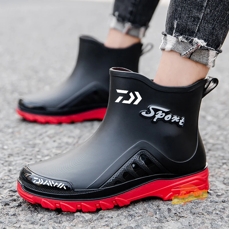 

New Daiwa for Men's Rubber Fishing Shoes Outdoor Non-slip Hiking Shoes Shaxi Fishing Rain Boots Durable Waterproof Work Shoes