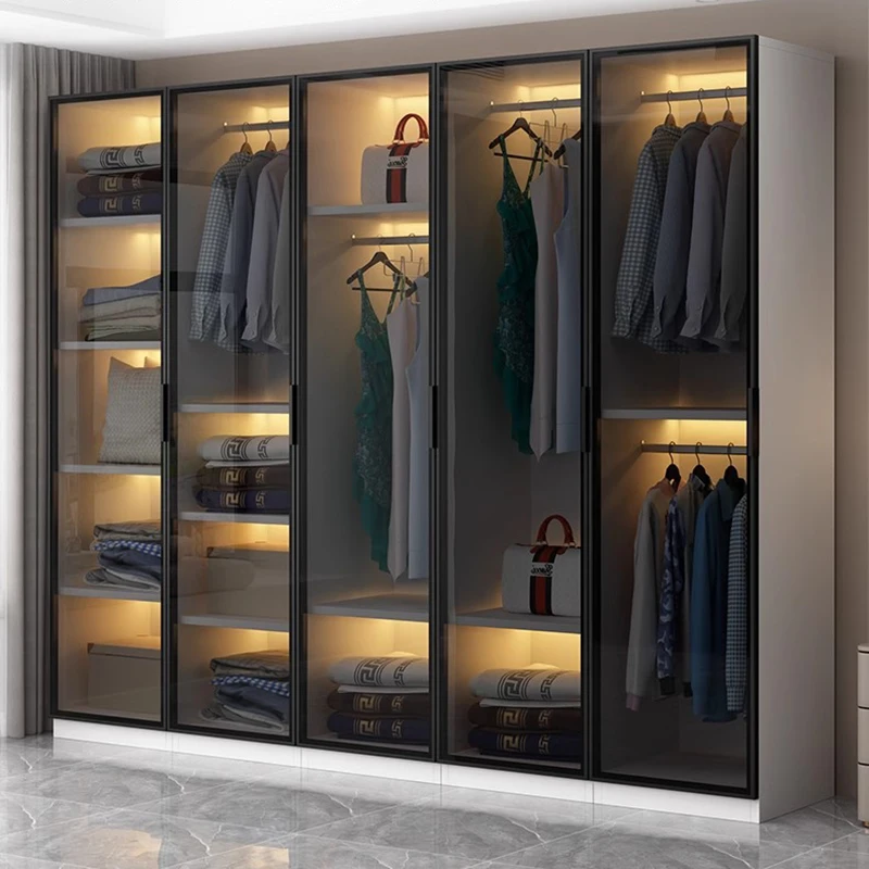 Роскошные современные шкафы витрина одежды деревянные простые бесплатная