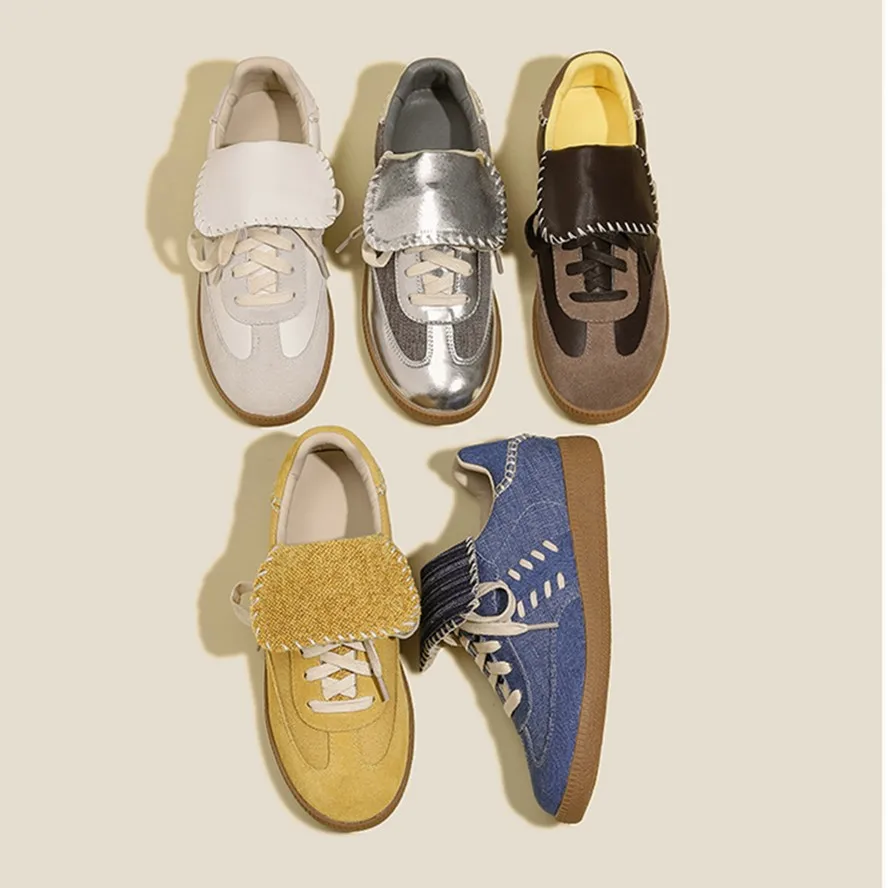 

Кроссовки женские кожаные с круглым носком, на шнуровке, Вулканизированная подошва