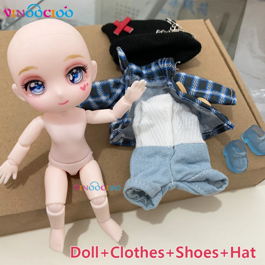 Фото Ob11 кукла полный комплект 1/12 13 см Bjd груц кукла с одеждой обувью шляпами Фигурки игрушки Аниме Куклы Kawaii Сюрприз подарок игрушки №2