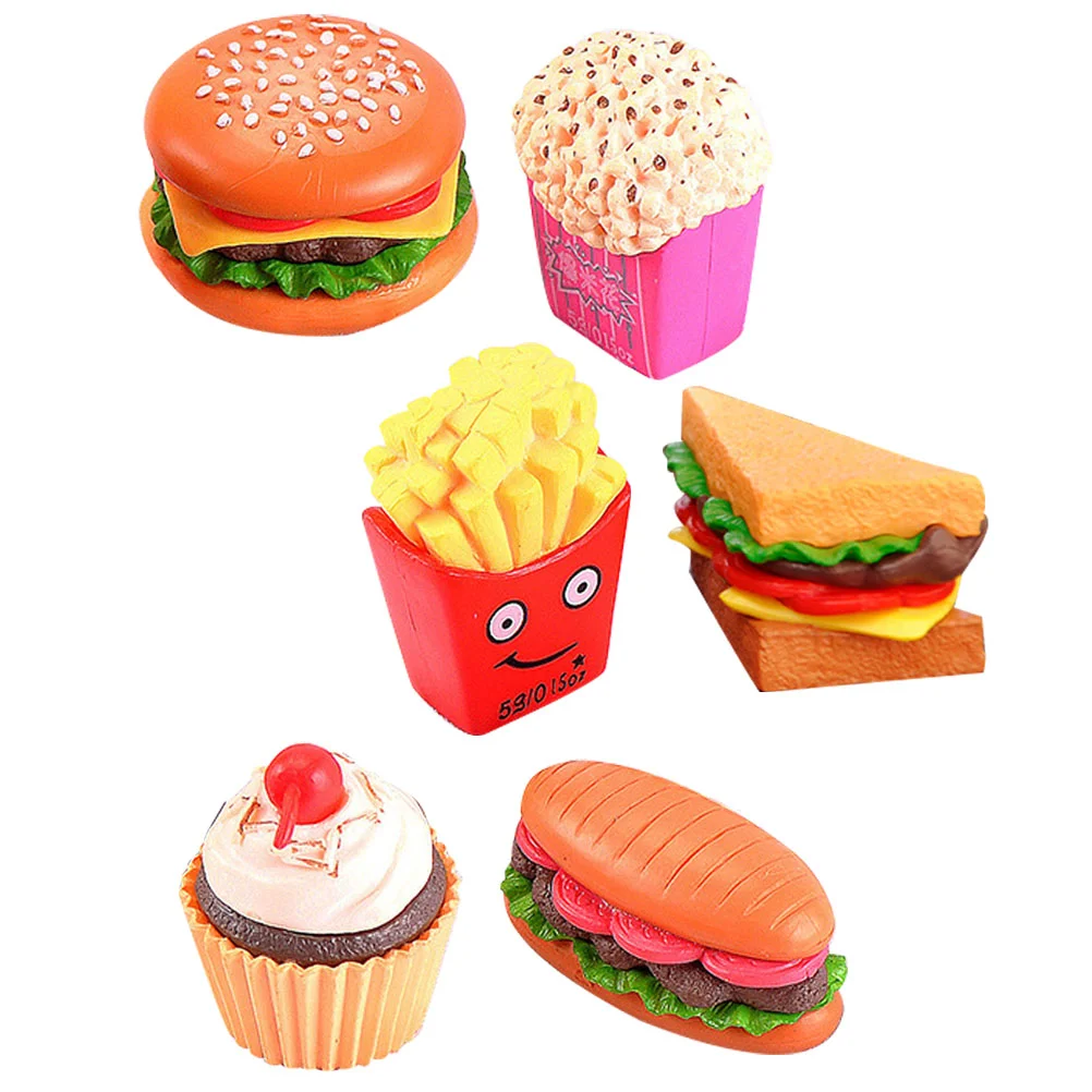 

6 Pcs Decor Simulated Burger Model Burgers Models Decorate Props Bread Toy Pvc Food Artificial Photography