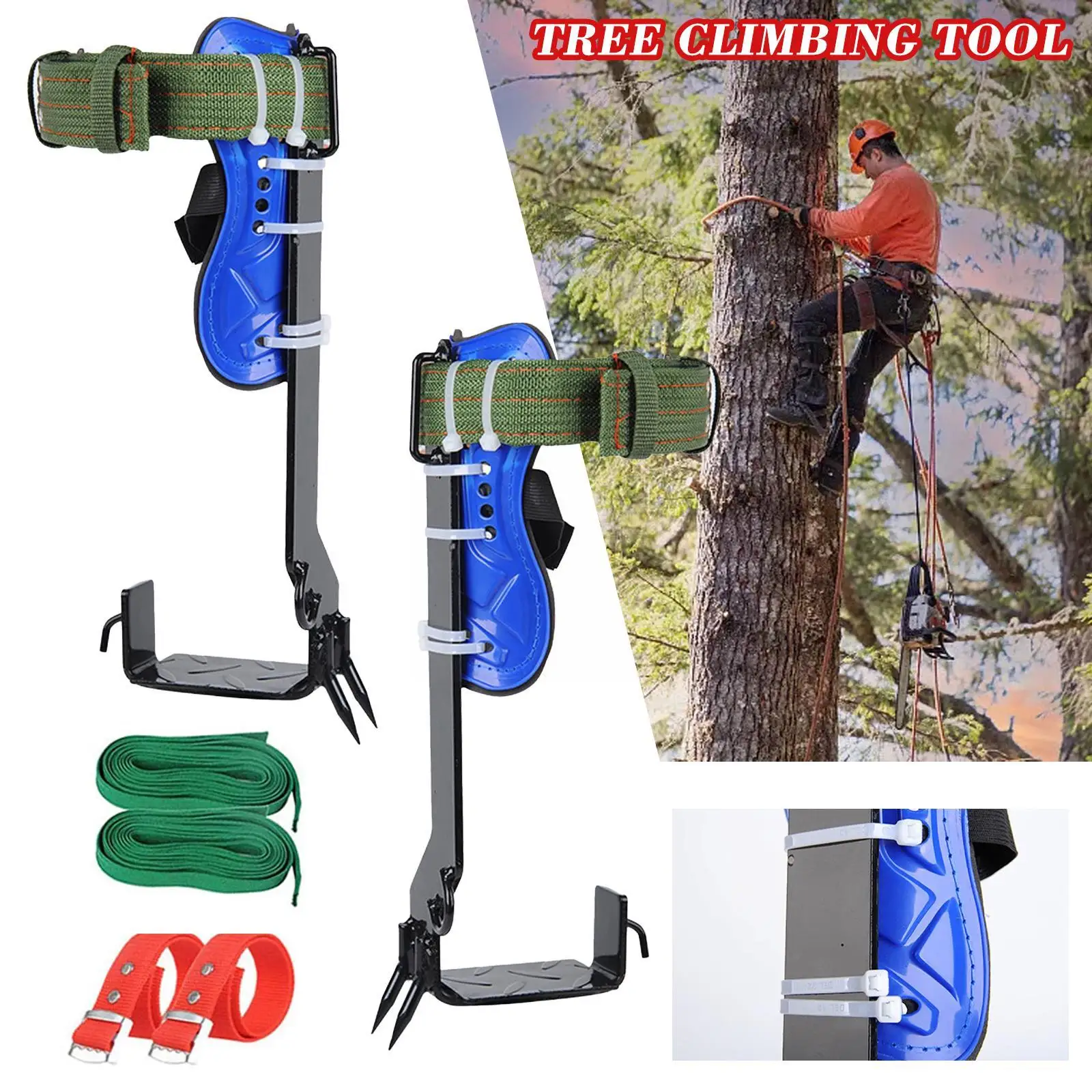 2 Gears Tree Climbing Spike Set Safety Belt Adjustable Rescu