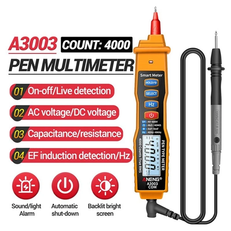 

A3003 Digital Multimeter Pen Type Smart Multitester AC/DC Voltage Resistance Capacitance Diode Continuity Meter Voltmeter