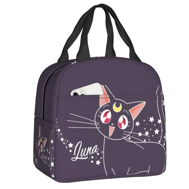 Luna Cartoon Insulated Lunch Bags for Women Sailor Anime Manga Moons Resuable Cooler Thermal Bento Box Kids School Children
