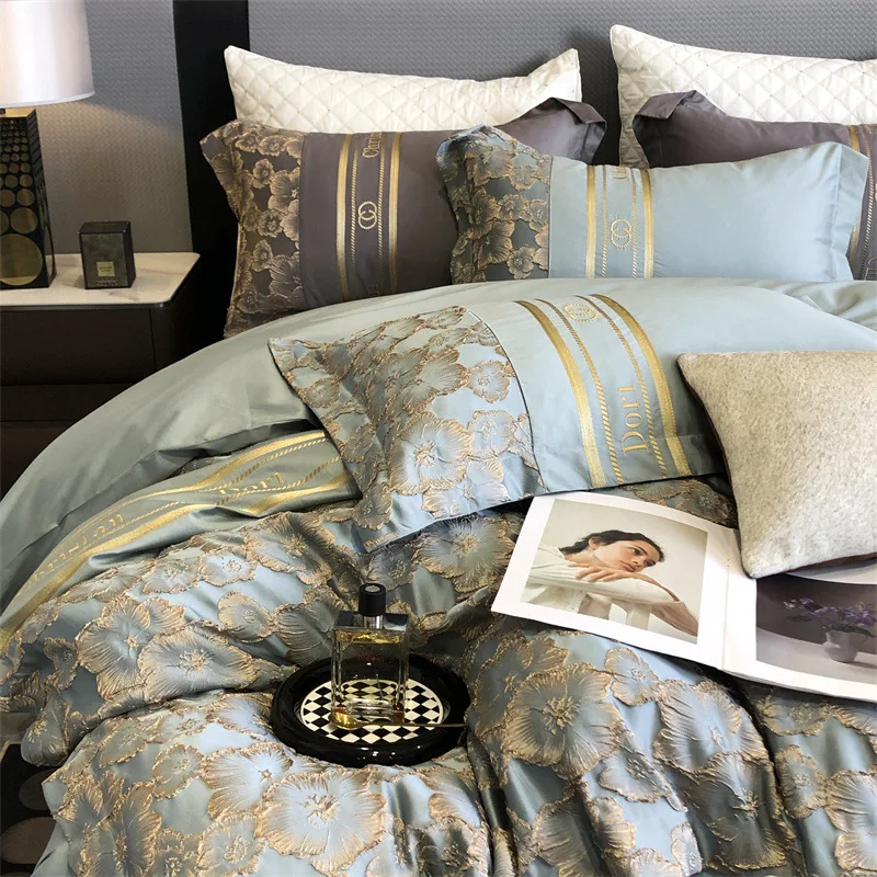 

Роскошный комплект постельного белья из египетского хлопка, пододеяльник в европейском стиле 1920-х годов, простыня, размеры Queen и King