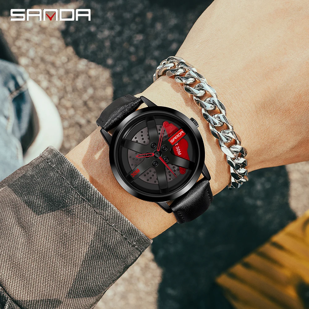 

SANDA Man Watch Waterproof Fashion Hollow Quartz Watch Luxury Clothing Shockproof Montre Homme Leather Men Wristwatch for Male