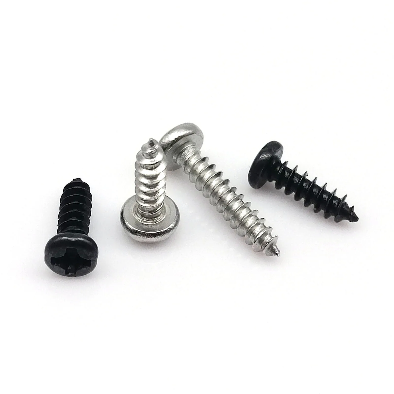 

100pcs M1 M1.2 M1.4 M2 M2.6 M3 M4 Small Micro Stainless Steel Black Carbon Cross Phillips Pan Round Head Self Tapping Wood Screw