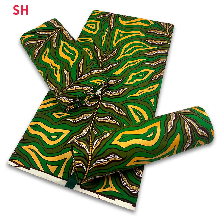 

High Quality African Gold Dust Wax Printed Batik Grand Fabric Breathable Sewing Cloth H210905