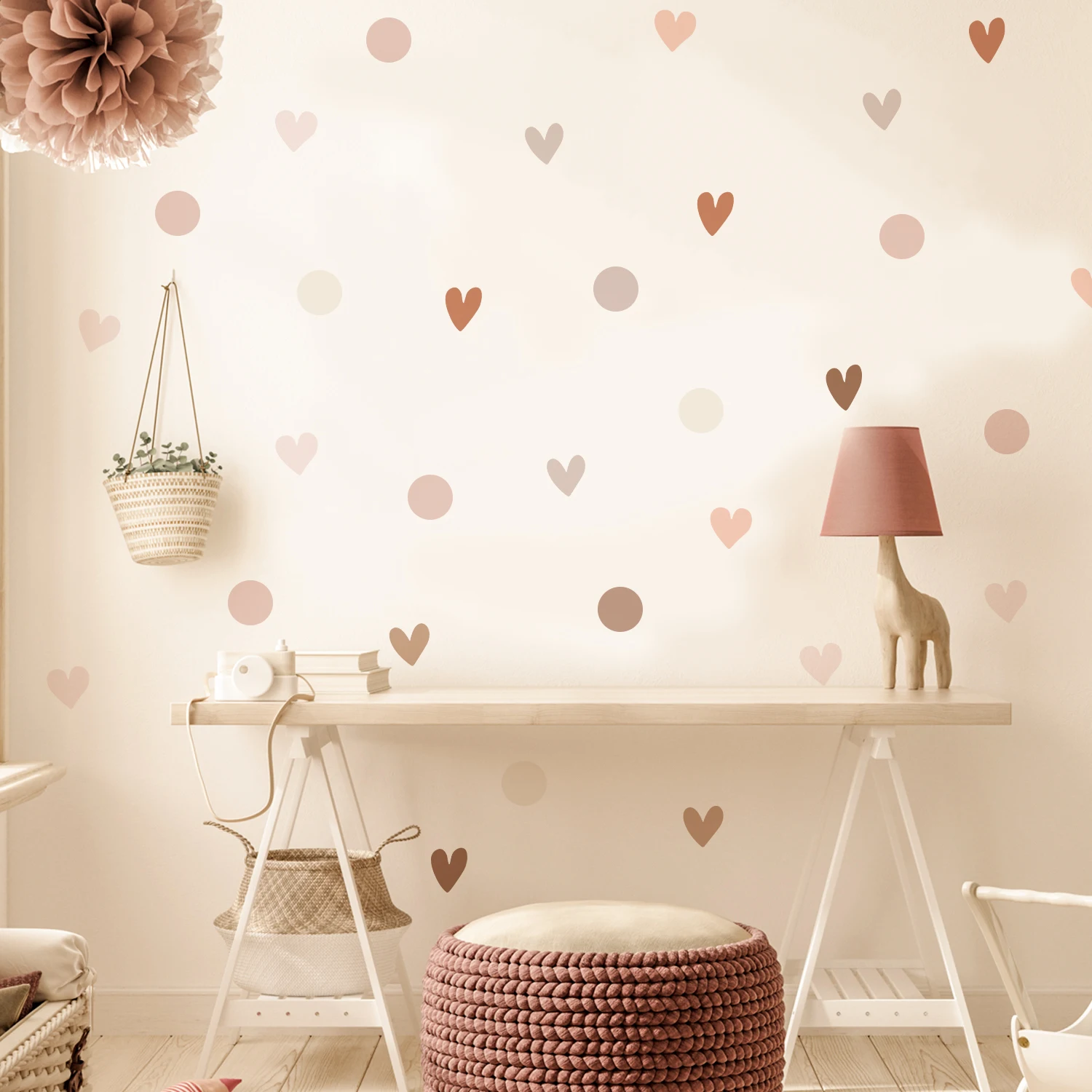 

Funlife Boho Hearts Polka Dots Wall Decals Wall Stickers Nursery Children Kids Girls Waterproof Baby's Room Home Decor Bedroom