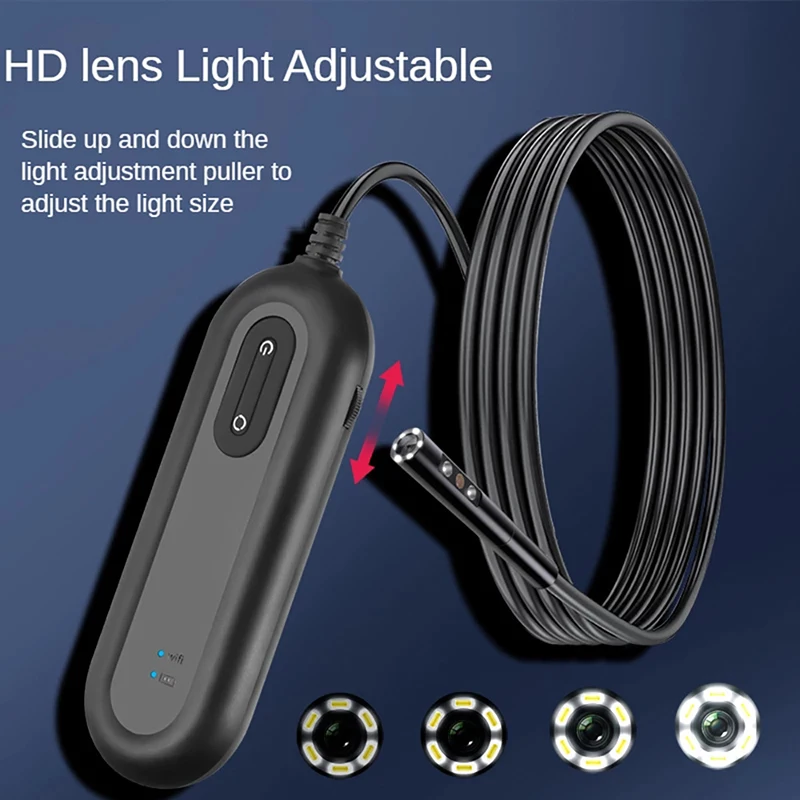 Фото 8MM/4.9mm Three lens Wireless Endoscope Camera 2MP HD WiFi IP68 Waterproof Hard Wire Sewer Borescope For Android and iPhone №4