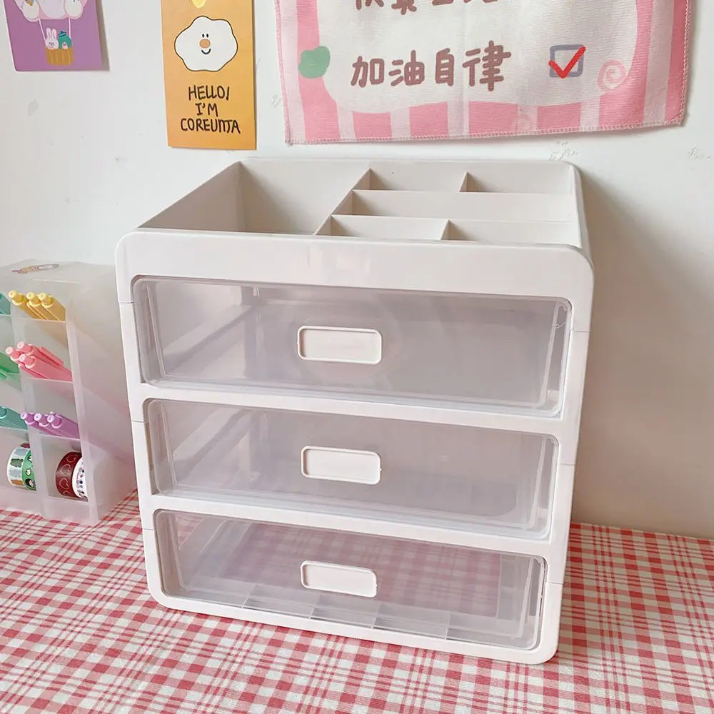 

Ins Desktop Cosmetic Storage Box Desk Shelf Student Dormitory Desk Finishing Artifact Drawer Box Brand New