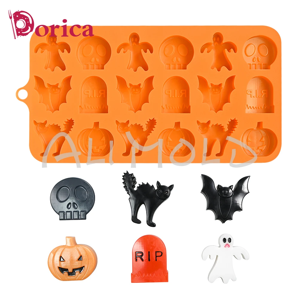 Силиконовая форма Dorica в виде тыквы/черепа/летучей мыши/призрака сделай сам для