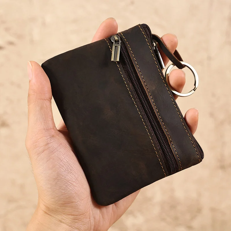 

Fashion Cowhide Slim Coin Purse Women Coin Purse Men Zipper Around Wallet Card Key Holder Mini Bag